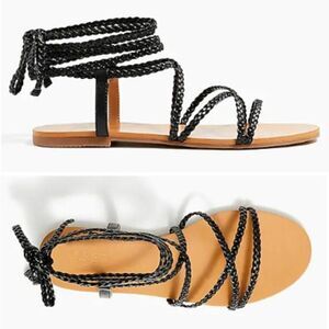 J CREW Women's  Braided Lace-up Sandals Beach Black Flat  Size 10